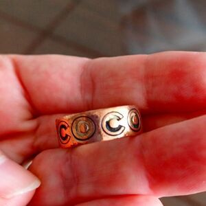 AUTHENTIC CHANEL VINTAGE Gold-Tone COCO  Women's Ring SIZE 6
